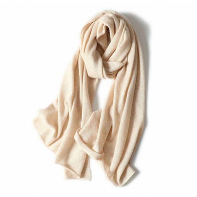 100%Cashmere Scarf Women Men Solid Color Warm Winter Scarfs White